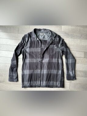 Men’s Vans Off The Wall Gray Plaid Button Down Long Sleeve Flannel Shirt Size L